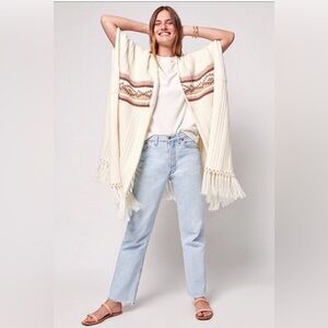 Faherty X B. Yellowtail Alpaca Sandstone Sweater Poncho $348 Beige